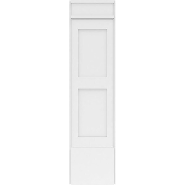 Ekena Millwork Two Equal Flat Panel PVC Pilaster w/Decorative Capital & Base, 12"W x 48"H x 2"P - PILP12X048DFP02-2