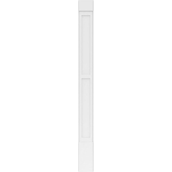 Ekena Millwork Two Equal Flat Panel PVC Pilaster w/Standard Capital & Base, 8"W x 90"H x 2"P - PILP08X090DFP01-2