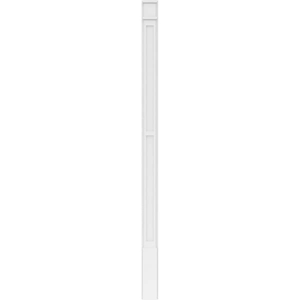 Ekena Millwork Two Equal Flat Panel PVC Pilaster w/Decorative Capital & Base, 5"W x 90"H x 2"P - PILP05X090DFP02-2