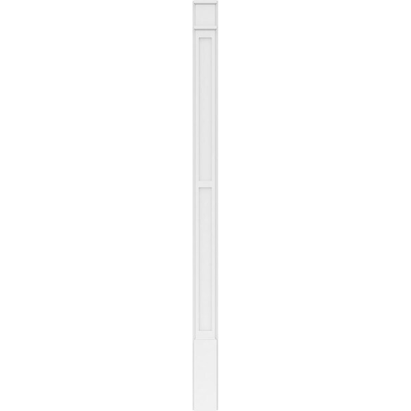 Ekena Millwork Two Equal Flat Panel PVC Pilaster w/Decorative Capital & Base, 6"W x 96"H x 2"P - PILP06X096DFP02-2