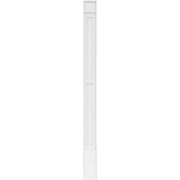 Ekena Millwork Two Equal Flat Panel PVC Pilaster w/Decorative Capital & Base, 6"W x 82"H x 2"P - PILP06X082DFP02-2