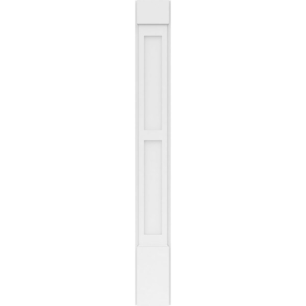 Ekena Millwork Two Equal Flat Panel PVC Pilaster w/Standard Capital & Base, 7"W x 60"H x 2"P - PILP07X060DFP01-2