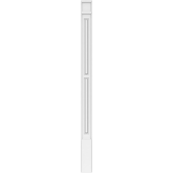 Ekena Millwork Two Equal Raised Panel PVC Pilaster w/Decorative Capital & Base, 4"W x 60"H x 2"P - PILP04X060DRP02-2