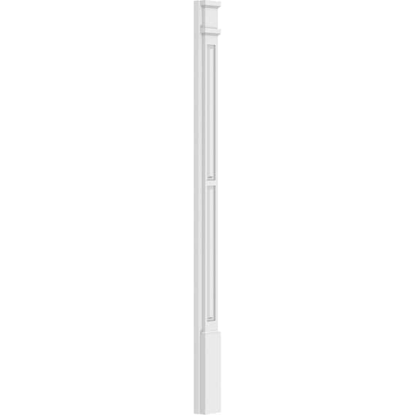 Ekena Millwork Two Equal Raised Panel PVC Pilaster w/Decorative Capital & Base, 4"W x 60"H x 2"P - PILP04X060DRP02-2