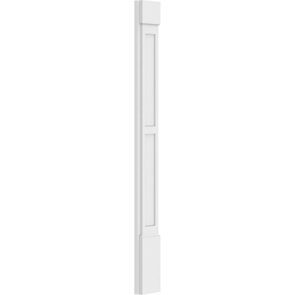 Ekena Millwork Two Equal Flat Panel PVC Pilaster w/Standard Capital & Base, 6"W x 60"H x 2"P - PILP06X060DFP01-2