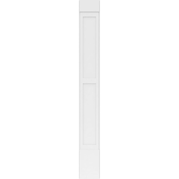 Ekena Millwork Two Equal Flat Panel PVC Pilaster w/Standard Capital & Base, 12"W x 102"H x 2"P - PILP12X102DFP01-2
