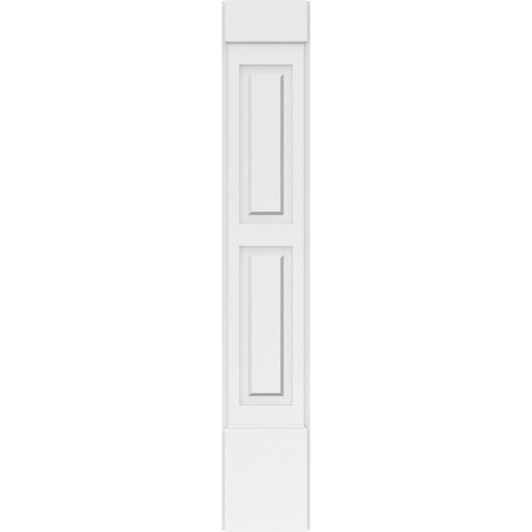 Ekena Millwork Two Equal Raised Panel PVC Pilaster w/Standard Capital & Base, 10"W x 60"H x 2"P - PILP10X060DRP01-2
