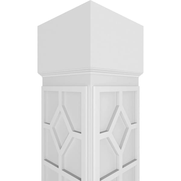 Ekena Millwork Craftsman Classic Square Non-Tapered Kinsman Fretwork Column w/ Standard Capital & Standard Base - CC1008ENKNSCSCS