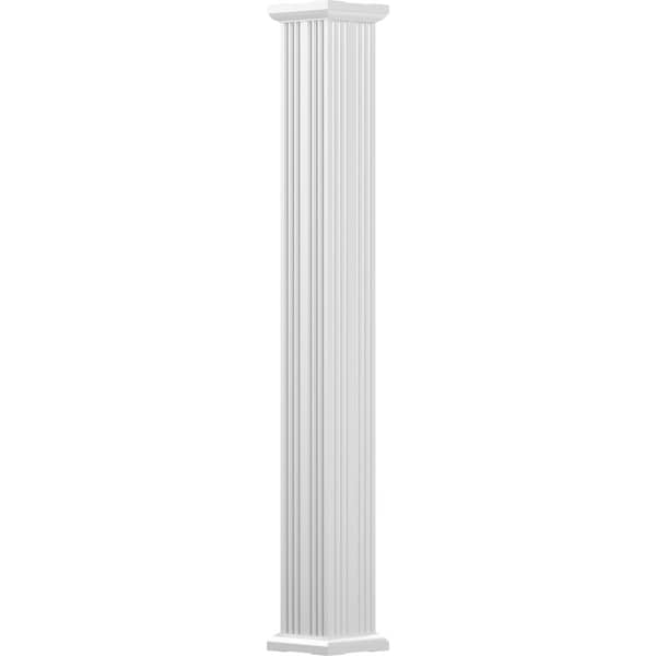 Ekena Millwork 8" x 10' Endura-Aluminum Column, Square Shaft (For Post Wrap Installation), Non-Tapered, FLuted - EA0810INFSATUTU