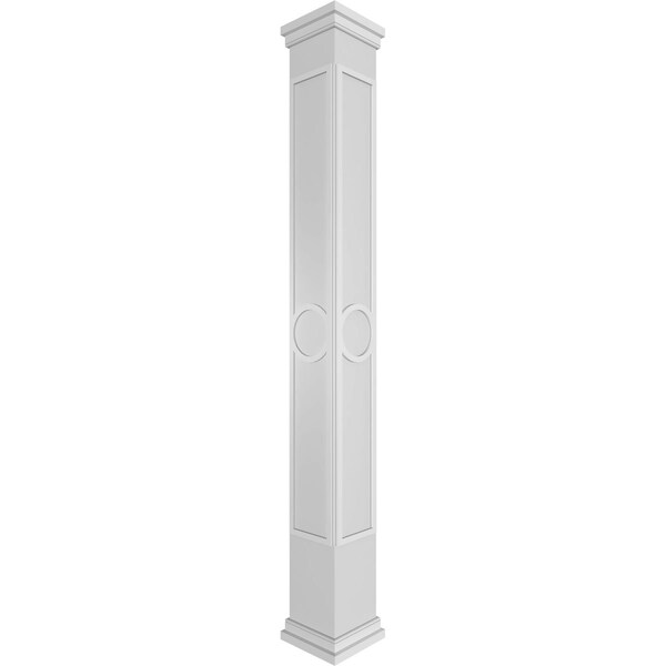 Ekena Millwork Craftsman Classic Square Non-Tapered Arts & Crafts Fretwork Column w/ Prairie Capital & Prairie Base - CC0809ENACDPRPR