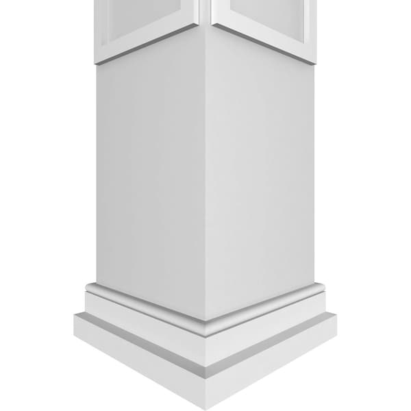 Ekena Millwork Craftsman Classic Square Non-Tapered Arts & Crafts Fretwork Column w/ Prairie Capital & Prairie Base - CC0809ENACDPRPR