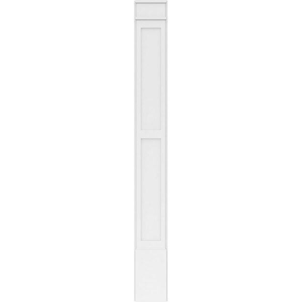Ekena Millwork Two Equal Flat Panel PVC Pilaster w/Decorative Capital & Base, 10"W x 90"H x 2"P - PILP10X090DFP02-2