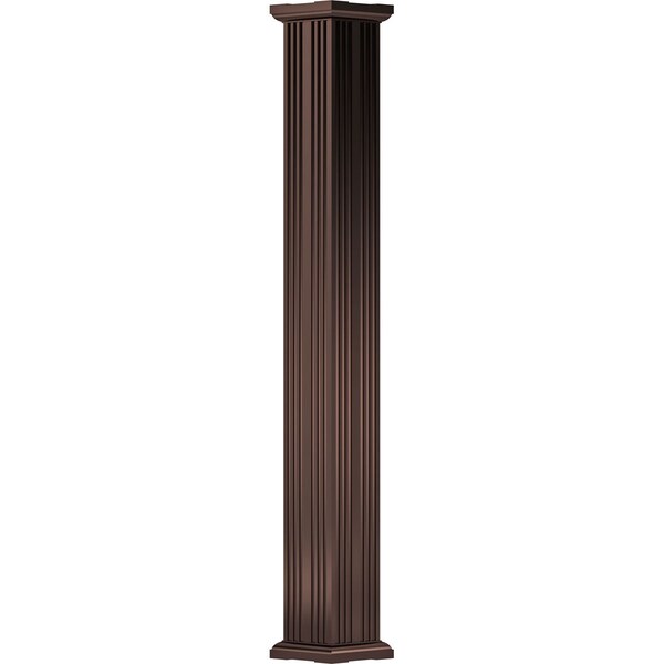 Ekena Millwork 8" x 9' Endura-Aluminum Column, Square Shaft (For Post Wrap Installation), Non-Tapered, FLuted - EA0809INFSETUTU