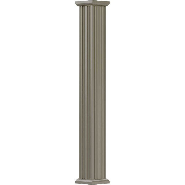 Ekena Millwork 8" x 9' Endura-Aluminum Column, Square Shaft (Load-Bearing 24,000 lbs), Non-Tapered, FLuted - EA0809ENFSDTUTU