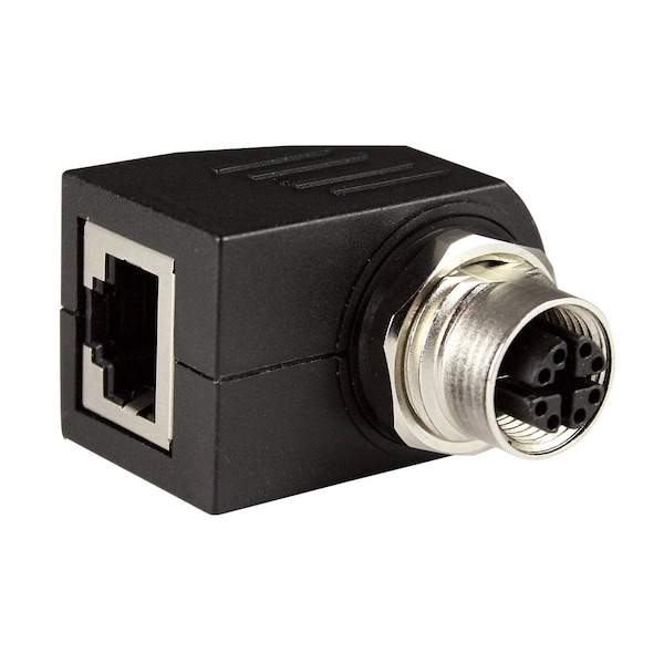 Adaptador M12 a RJ45, Conector bulkhead M12 a RJ45, Hembra M12 con código X, ángulo recto a través de panel - ASITPA-4512FX-RA
