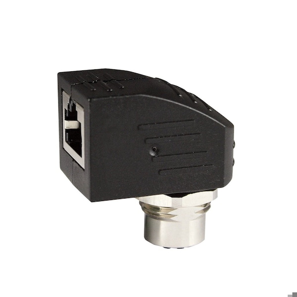 Adaptador M12 a RJ45, Conector bulkhead M12 a RJ45, Hembra M12 con código X, ángulo recto a través de panel - ASITPA-4512FX-RA
