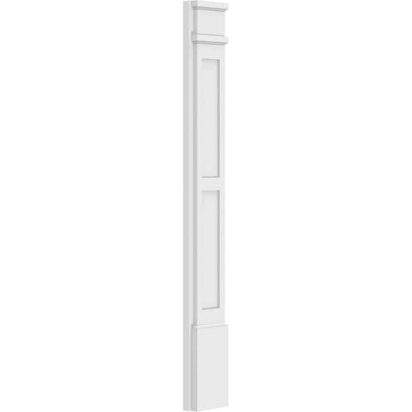Ekena Millwork Two Equal Flat Panel PVC Pilaster w/Decorative Capital & Base, 6"W x 48"H x 2"P - PILP06X048DFP02-2