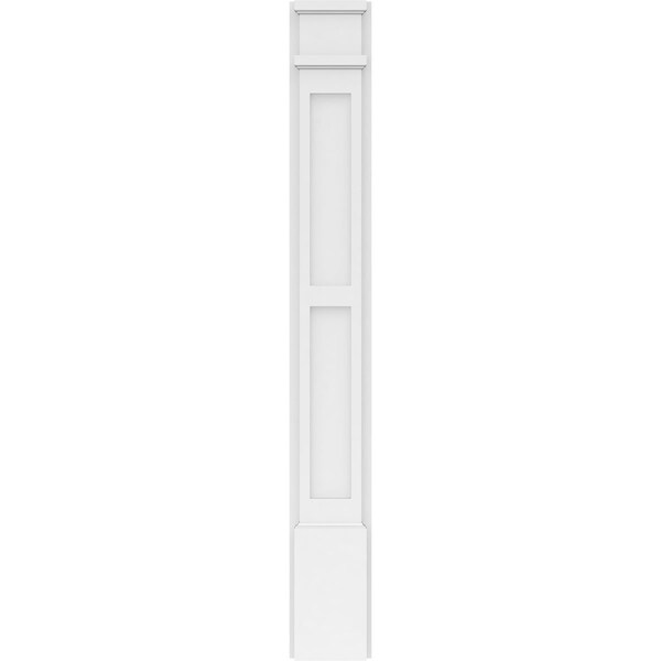 Ekena Millwork Two Equal Flat Panel PVC Pilaster w/Decorative Capital & Base, 6"W x 48"H x 2"P - PILP06X048DFP02-2