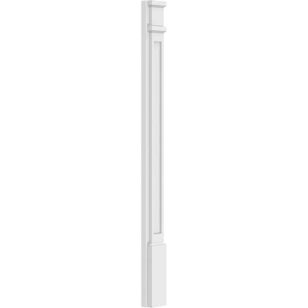 Ekena Millwork Flat Panel PVC Pilaster w/Decorative Capital & Base, 4"W x 48"H x 2"P - PILP04X048FP02-2