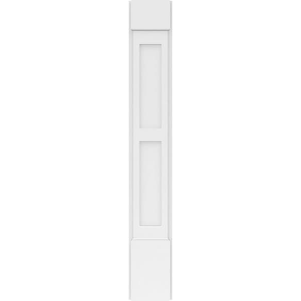 Ekena Millwork Two Equal Flat Panel PVC Pilaster w/Standard Capital & Base, 7"W x 48"H x 2"P - PILP07X048DFP01-2