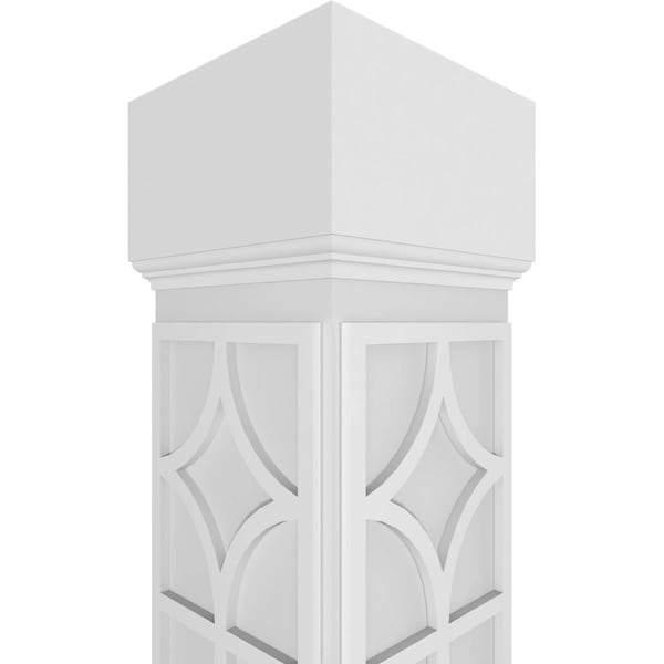 Ekena Millwork Craftsman Classic Square Non-Tapered Magnolia Fretwork Column w/ Mission Capital & Mission Base - CC1008ENMGLMIMI