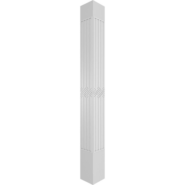 Ekena Millwork Craftsman Classic Square Non-Tapered Zion Fretwork Column w/ Mission Capital & Mission Base - CC1008ENZINMIMI
