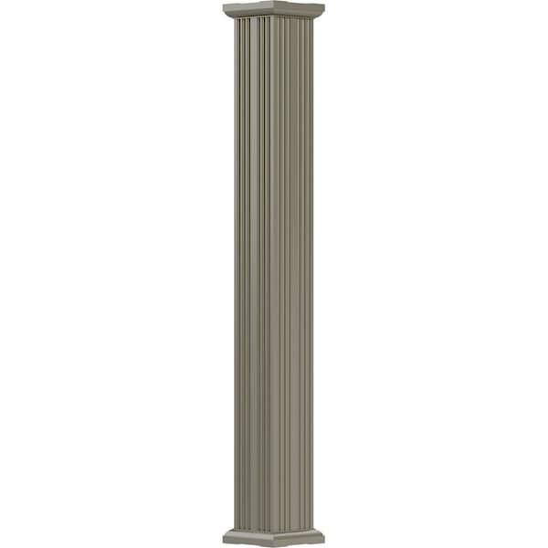 Ekena Millwork 10" x 10' Endura-Aluminum Column, Square Shaft (For Post Wrap Installation), Non-Tapered, FLuted - EA1010INFSDTUTU