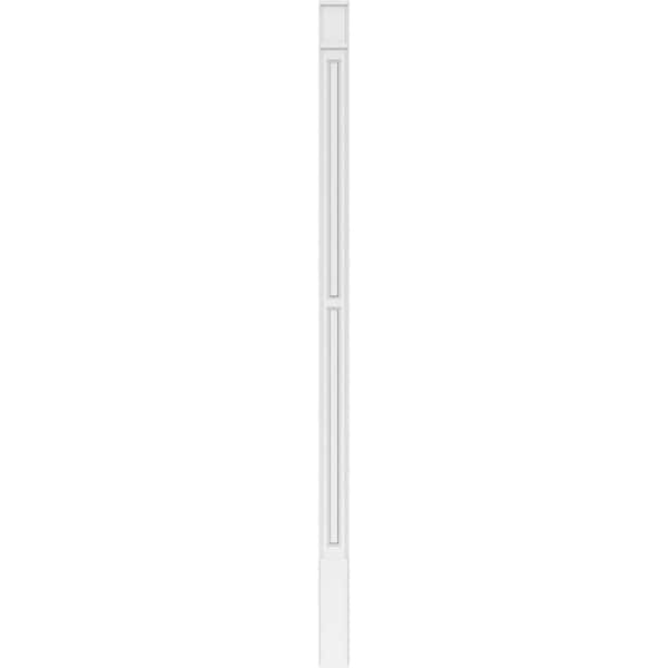 Ekena Millwork Two Equal Raised Panel PVC Pilaster w/Decorative Capital & Base, 5W x 108H x 2P, PR - PILP05X108DRP02-2