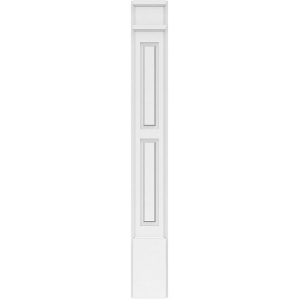 Ekena Millwork Two Equal Raised Panel PVC Pilaster w/Decorative Capital & Base, 6"W x 48"H x 2"P - PILP06X048DRP02-2