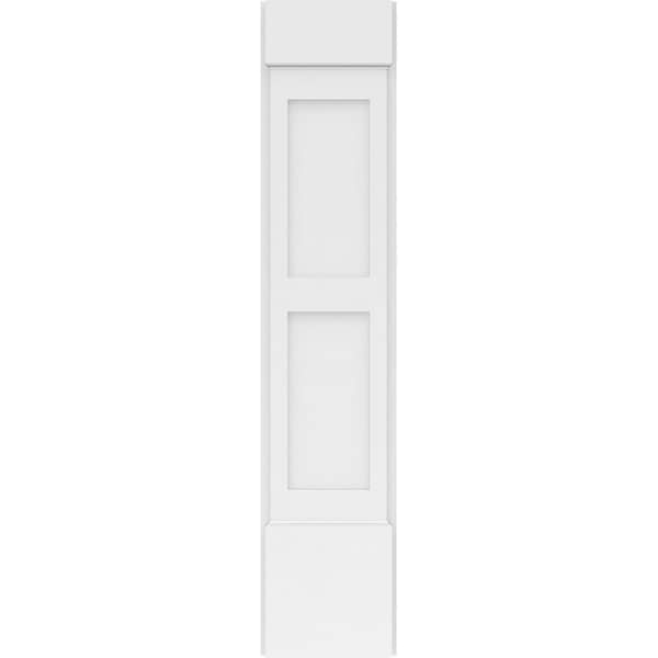 Ekena Millwork Two Equal Flat Panel PVC Pilaster w/Standard Capital & Base, 10"W x 48"H x 2"P - PILP10X048DFP01-2