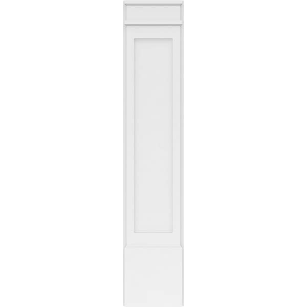 Ekena Millwork Flat Panel PVC Pilaster w/Decorative Capital & Base, 12"W x 60"H x 2"P - PILP12X060FP02-2