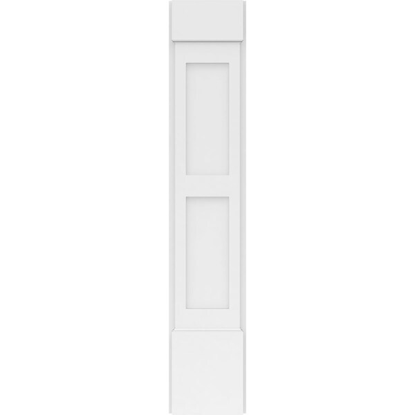 Ekena Millwork Two Equal Flat Panel PVC Pilaster w/Standard Capital & Base, 9"W x 48"H x 2"P - PILP09X048DFP01-2