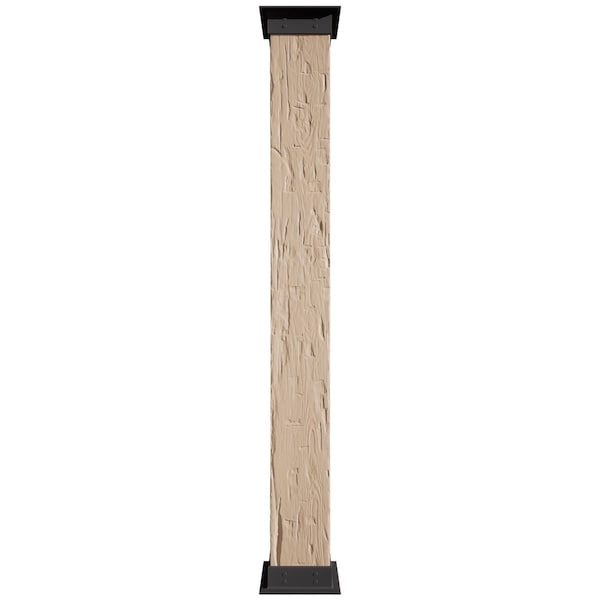 Ekena Millwork Sand Blasted Faux Wood Non-Tapered Square Column Wrap w/ Standard Capital & Base, 14"W x 4'H - COLUSD14X048STUF