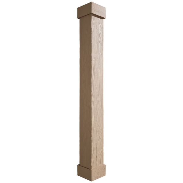 Ekena Millwork Sand Blasted Faux Wood Non-Tapered Square Column Wrap w/ Standard Capital & Base, 14"W x 4'H - COLUSD14X048STUF