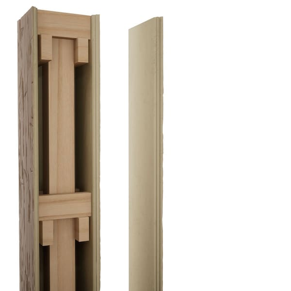 Ekena Millwork Sand Blasted Faux Wood Non-Tapered Square Column Wrap w/ Faux Iron Capital & Base, 14"W x 10'H - COLUSD14X120IRUF