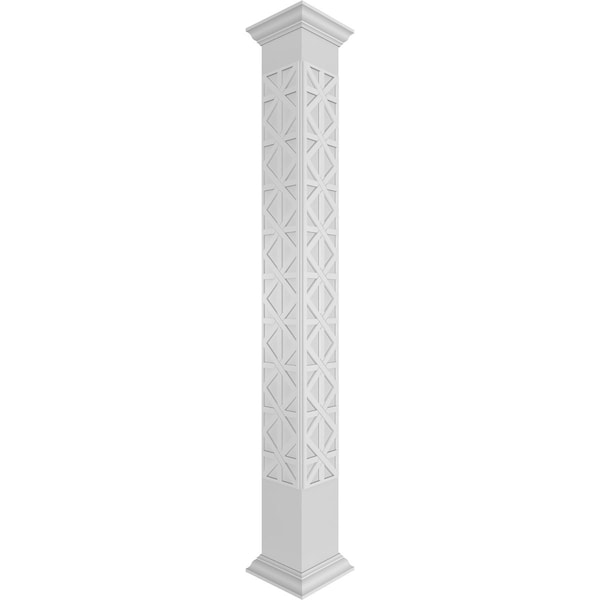 Ekena Millwork Craftsman Classic Square Non-Tapered Imperial Fretwork Column w/ Crown Capital & Crown Base - CC0810ENIMPCRCR