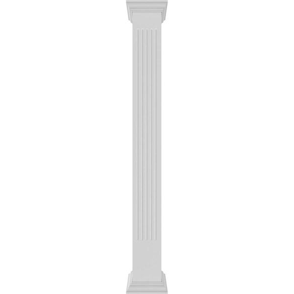 Ekena Millwork Craftsman Classic Square Non-Tapered, Fluted PVC Column, Crown Capital & Crown Base - CC1008ENFCRCR