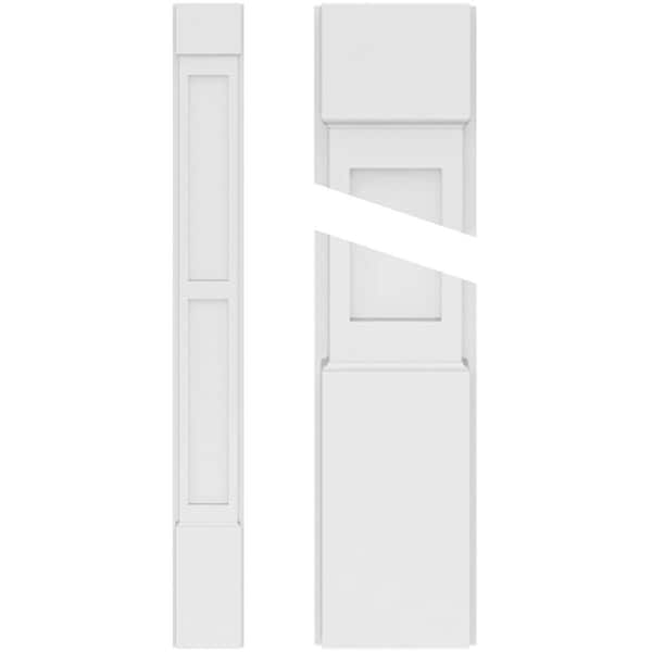 Ekena Millwork Two Equal Flat Panel PVC Pilaster w/Standard Capital & Base, 4W x 72H x 2P, PR - PILP04X072DFP01-2