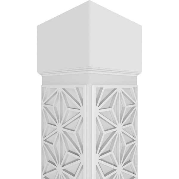 Ekena Millwork Craftsman Classic Square Non-Tapered Hampton Fretwork Column w/ Standard Capital & Standard Base - CC1010ENHMPCSCS