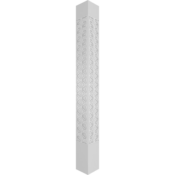 Ekena Millwork Craftsman Classic Square Non-Tapered Hampton Fretwork Column w/ Standard Capital & Standard Base - CC1010ENHMPCSCS