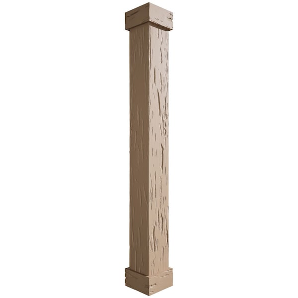 Ekena Millwork Pecky Cypress Faux Wood Non-Tapered Square Column Wrap w/ Standard Capital & Base, 12"W x 14'H - COLUPC12X168STUF