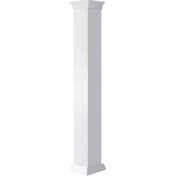 Ekena Millwork 8"W x 5'H Craftsman Classic Square Non-Tapered Smooth Column w/ Prairie Capital & Base - EC0805ENPPRPR