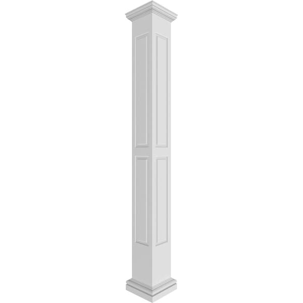 Ekena Millwork Craftsman Classic Square Non-Tapered, Double Raised Panel PVC Column, Tuscan Capital & Tuscan Base - CC0810ENDTUTU