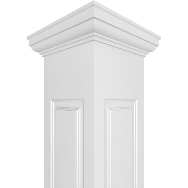 Ekena Millwork Craftsman Classic Square Non-Tapered, Double Raised Panel PVC Column, Tuscan Capital & Tuscan Base - CC0810ENDTUTU