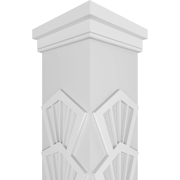 Ekena Millwork Craftsman Classic Square Non-Tapered Coastal Fretwork Column w/ Prairie Capital & Prairie Base - CC0810ENCTLPRPR