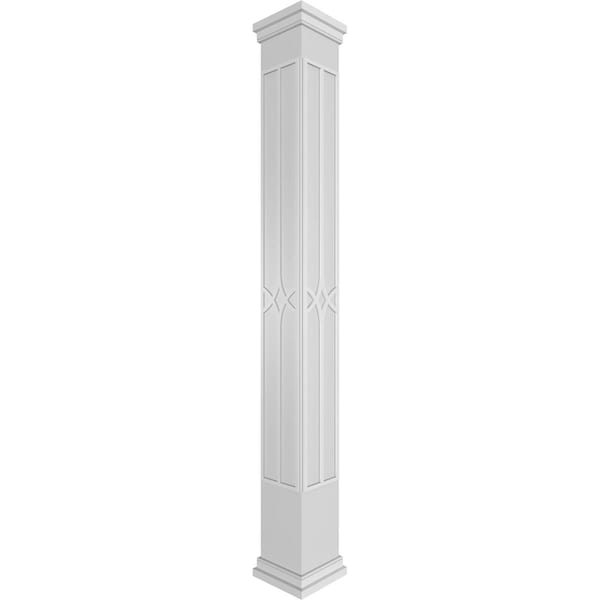 Ekena Millwork Craftsman Classic Square Non-Tapered Cedar Park Fretwork Column w/ Prairie Capital & Prairie Base - CC1010ENCRPPRPR
