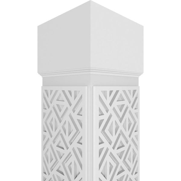 Ekena Millwork Craftsman Classic Square Non-Tapered Mid-Century Fretwork Column w/ Standard Capital & Standard Base - CC1009ENMIDCSCS