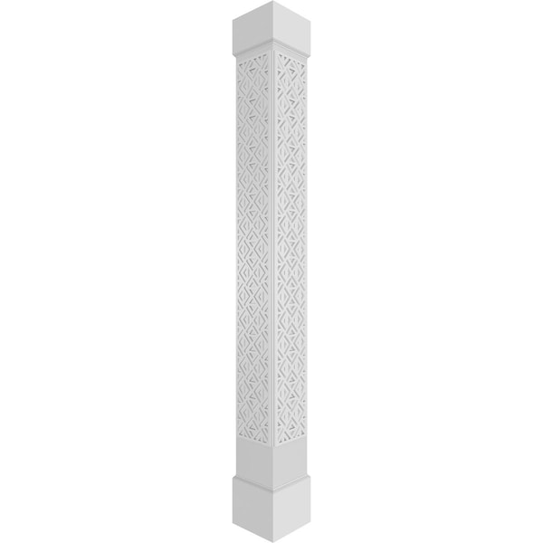 Ekena Millwork Craftsman Classic Square Non-Tapered Mid-Century Fretwork Column w/ Standard Capital & Standard Base - CC1009ENMIDCSCS