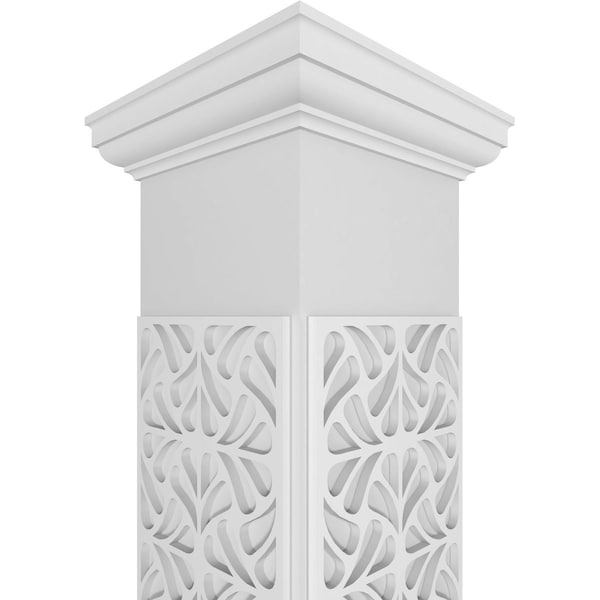 Ekena Millwork Craftsman Classic Square Non-Tapered Paisley Fretwork Column w/ Tuscan Capital & Tuscan Base - CC0808ENPSLTUTU