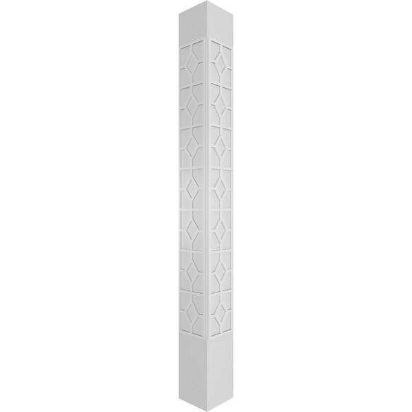 Ekena Millwork Craftsman Classic Square Non-Tapered Kinsman Fretwork Column w/ Crown Capital & Crown Base - CC1208ENKNSCRCR